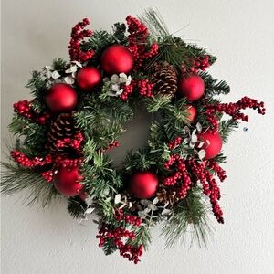 Festive Red and Green Holiday Wreath